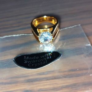 Clear Swarovski Crystal Solitaire Ring, Sz 3.5